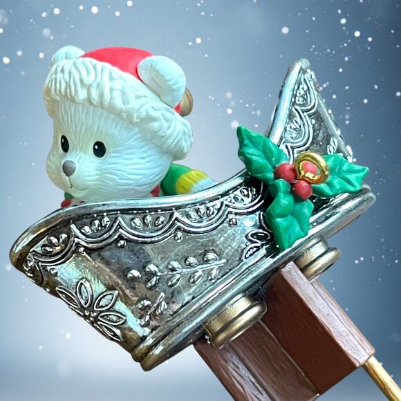 Vtg. 1993 Enesco "Seeing is Believing" Bear with View Toy Christmas Ornament - Picture 7 of 12